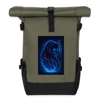 Loup néon dans l’obscurité du tonnerre - Sac à dos roll top - olive/noir - Devant