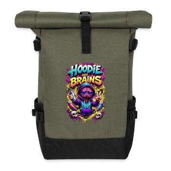Hoodie-Gehirn-Graffiti - Rolltop Rucksack - Olive/Schwarz - Vorne