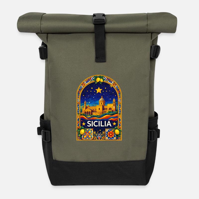 Sicilia palermo - Rolltop Rucksack - Olive/Schwarz