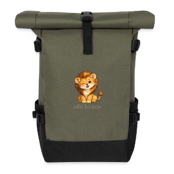 Wild Cute Lion Child - Roll Top Backpack - olive/black - Front