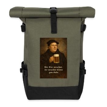 Martin Luther + Bière + Expression - Sac à dos roll top - olive/noir - Devant