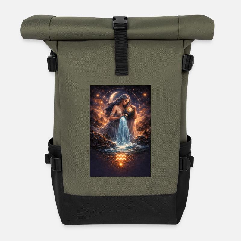 Aquarius - Roll Top Backpack - olive/black