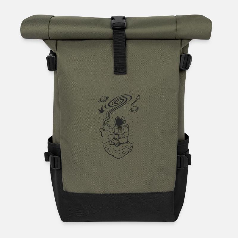 Cosmic Coffee Ritual monochrome - Rolltop Rucksack - Olive/Schwarz