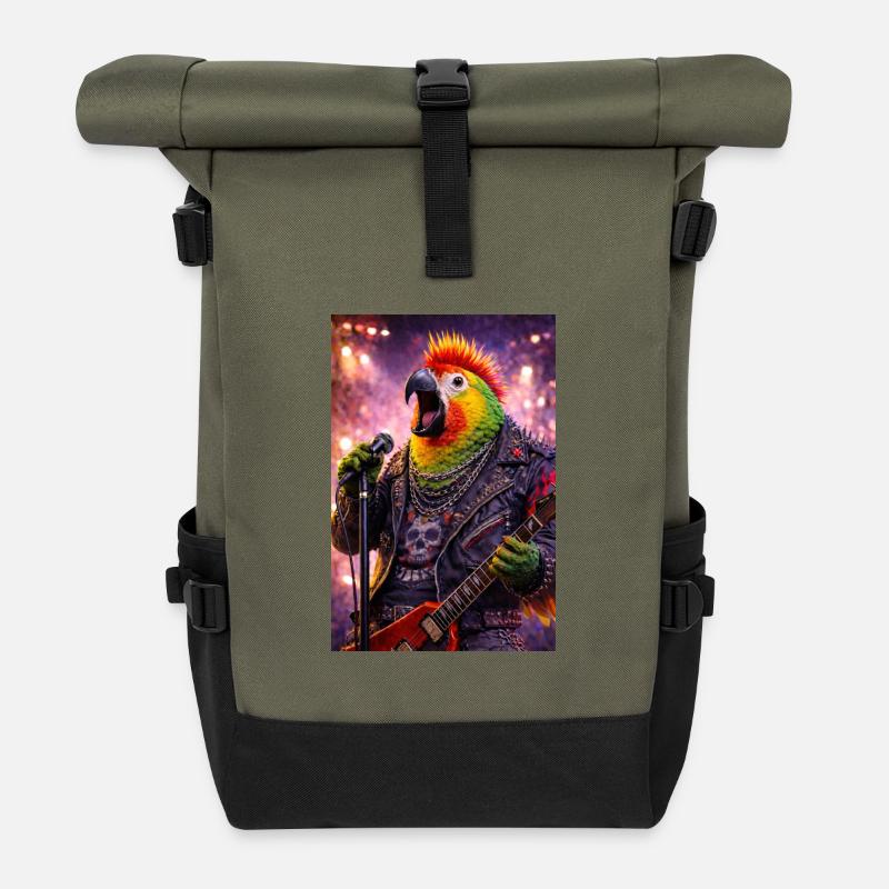 RockyZoo11 - Rolltop Rucksack - Olive/Schwarz