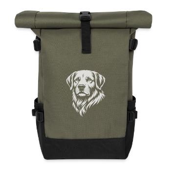Labrador head in vector tattoo style - Roll Top Backpack - olive/black - Front