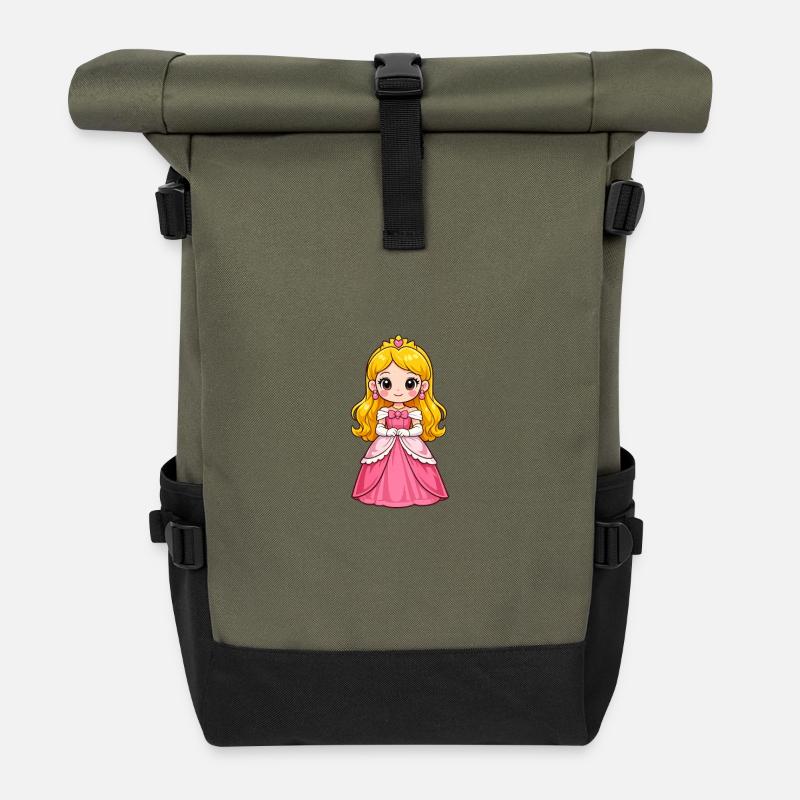Little Princess in Pink - Roll Top Backpack - olive/black