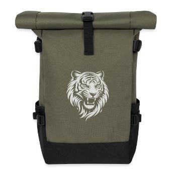 Tiger head in minimalist vector style - Roll Top Backpack - olive/black - Front