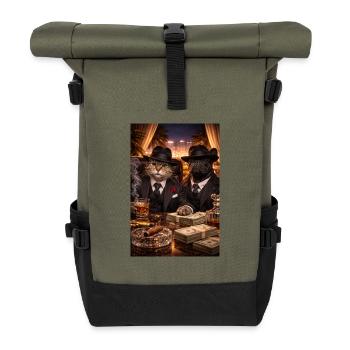 Elegante Tier-Gangster im Casino - Rolltop Rucksack - Olive/Schwarz - Vorne