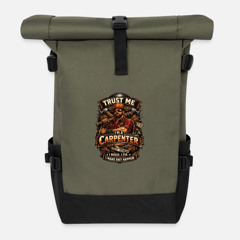 Vertrau mir, ich bin Zimmermann - Rolltop Rucksack - Olive/Schwarz