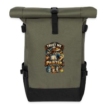 Trust me I paint walls - Roll Top Backpack - olive/black - Front