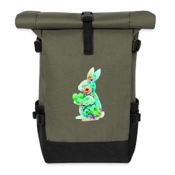 Cœur de lapin mignon - Sac à dos roll top - olive/noir - Devant