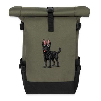Chien sombre aux oreilles de lapin - Sac à dos roll top - olive/noir - Devant