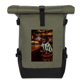 Dachshund in pub jersey with shamrock - Roll Top Backpack - olive/black - Front