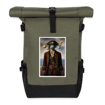 Kosmisches Piratenporträt - Rolltop Rucksack - Olive/Schwarz - Vorne