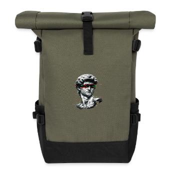 Bust Glitch Barock - Rolltop Rucksack - Olive/Schwarz - Vorne