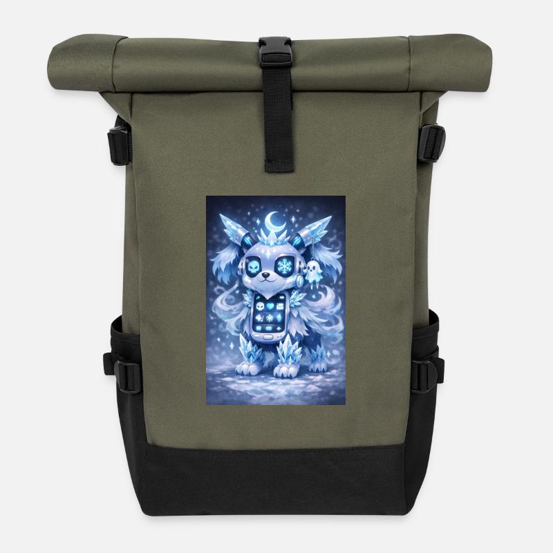 Eis-Kristall Robo-Hund - Roll Top Backpack - olive/black