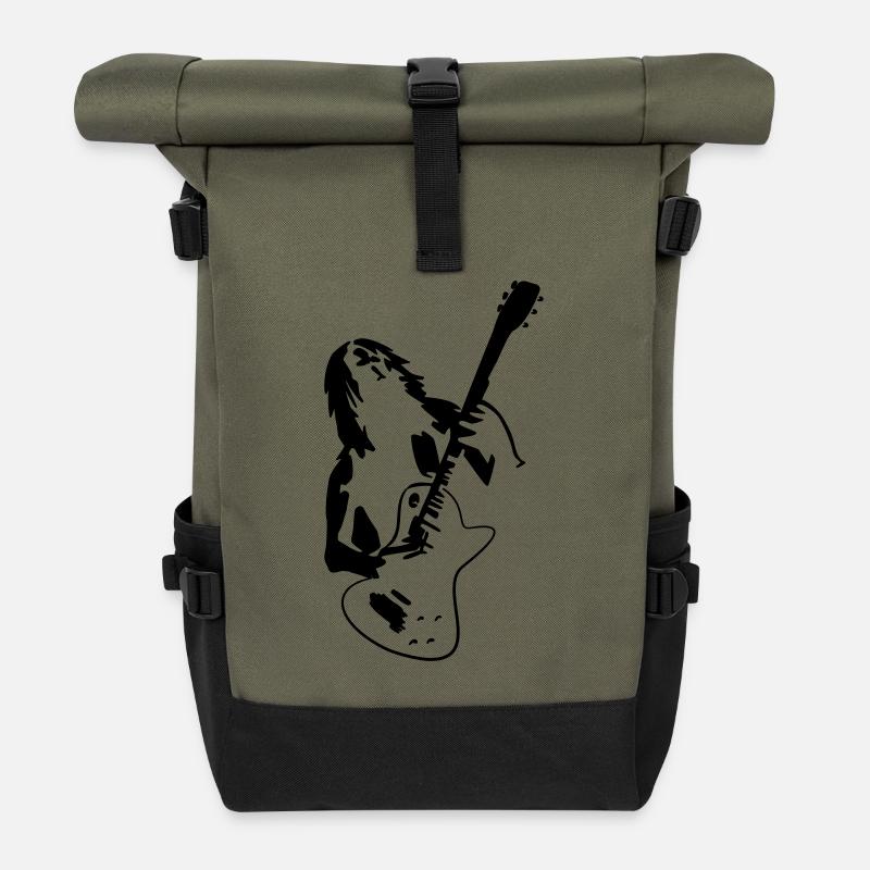 Hard Rock Musik Tribal - Rolltop Rucksack - Olive/Schwarz