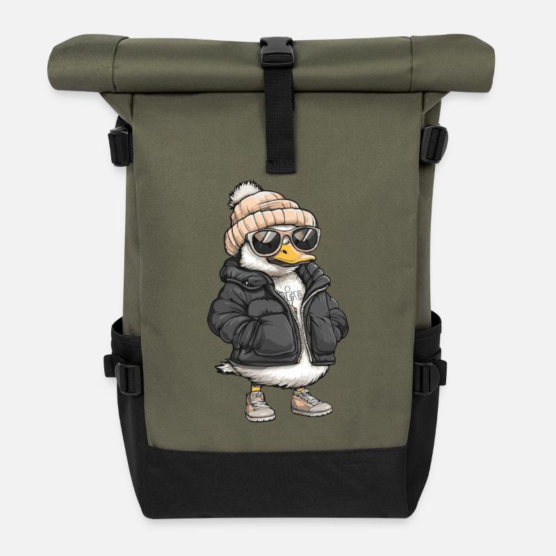 Gans Winter - Rolltop Rucksack - Olive/Schwarz