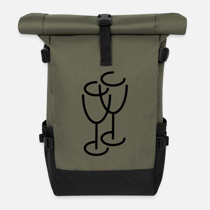cheers! (wedding, celebration) - Roll Top Backpack - olive/black