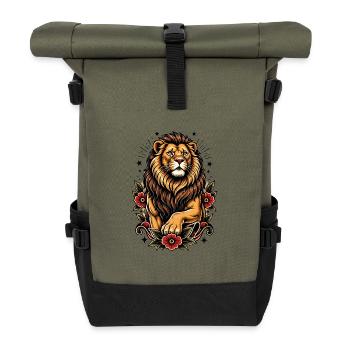 Leo Floral Inspiration - Roll Top Backpack - olive/black - Front