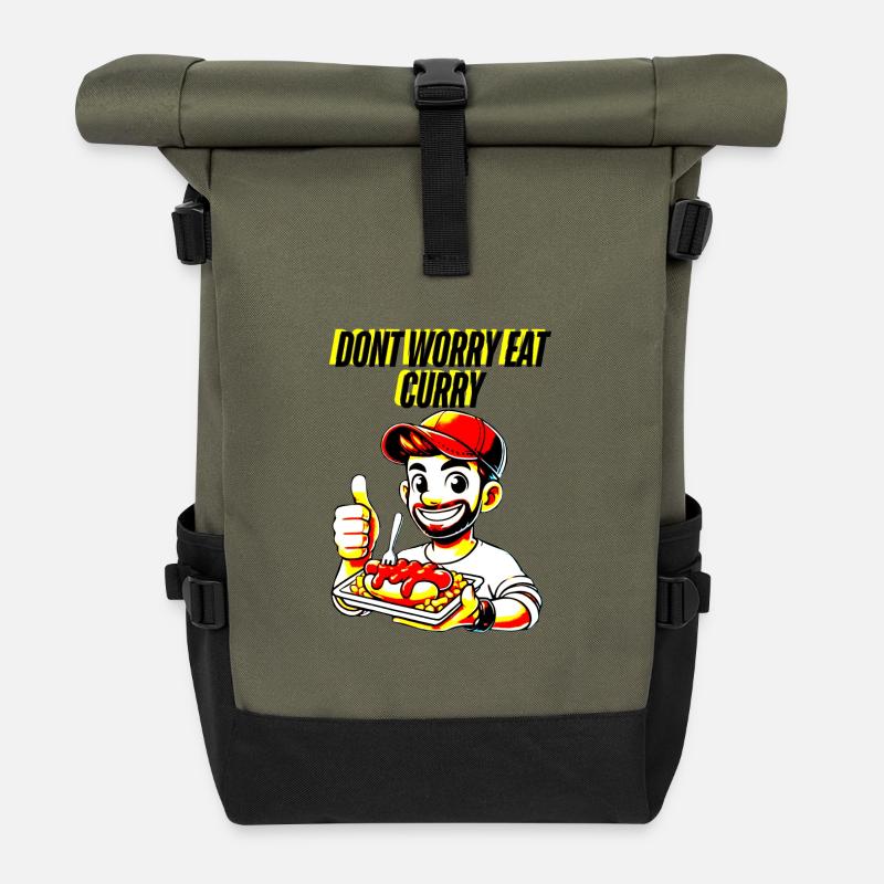 Curry Liebe und alles wird gut - Rolltop Rucksack - Olive/Schwarz