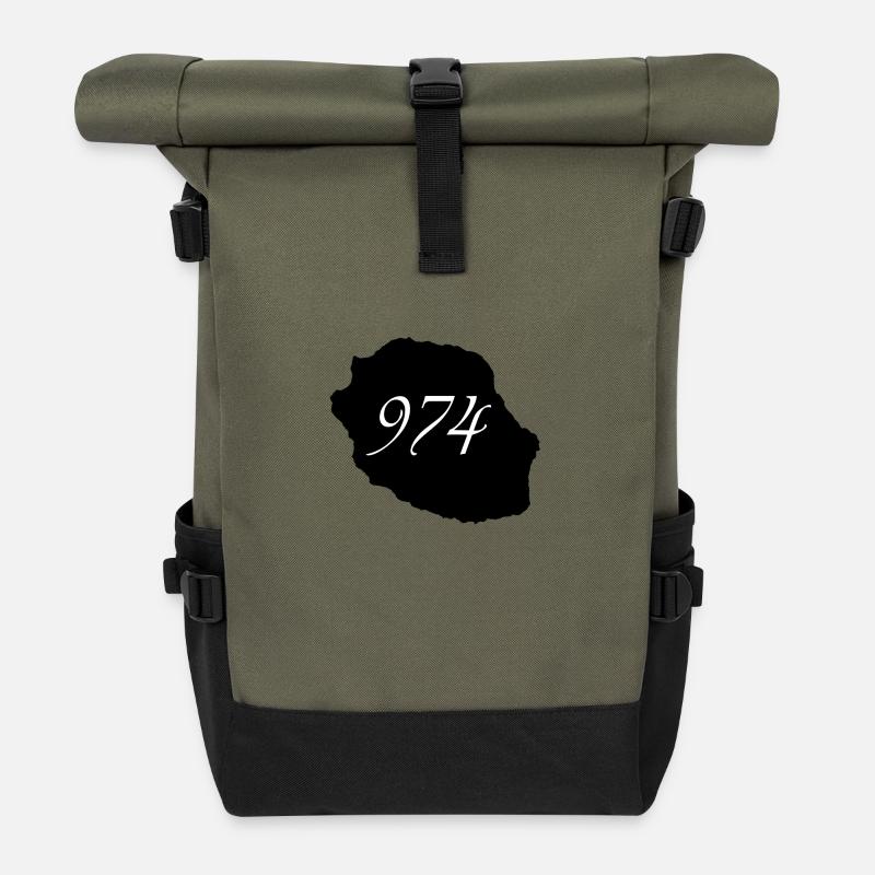 île de la réunion 974 blanc - Sac à dos roll top - olive/noir