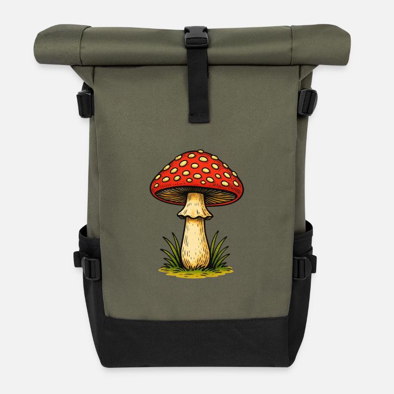 Roter Fliegenpilz Retro - Rolltop Rucksack - Olive/Schwarz