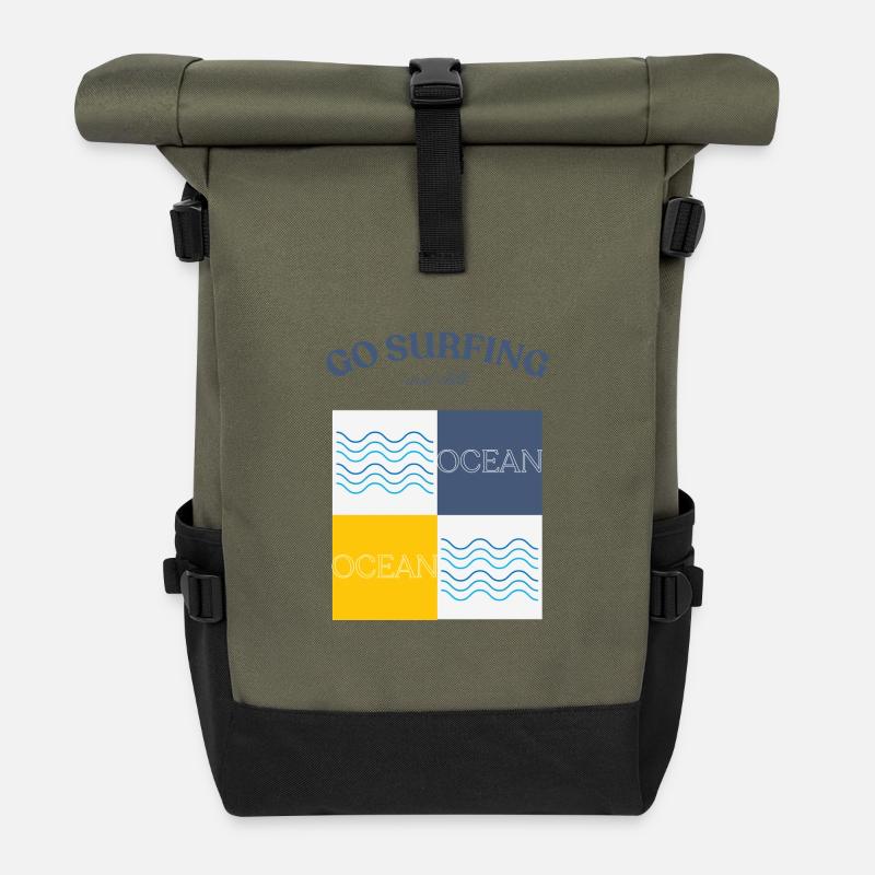 Go surfing and chill - Rolltop Rucksack - Olive/Schwarz