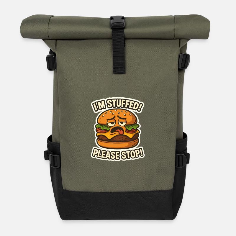 Ich bin gefüllter Hamburger - Rolltop Rucksack - Olive/Schwarz