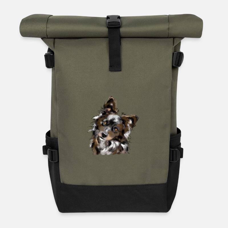 Berger australien - Sac à dos roll top - olive/noir