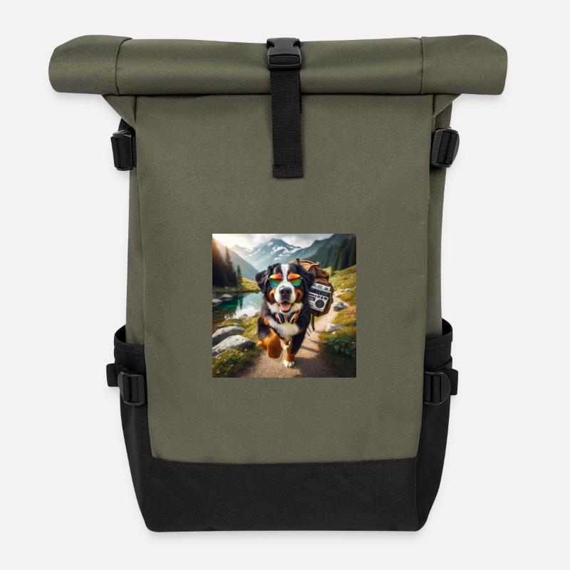 Berner Sennenhund - Rolltop Rucksack - Olive/Schwarz