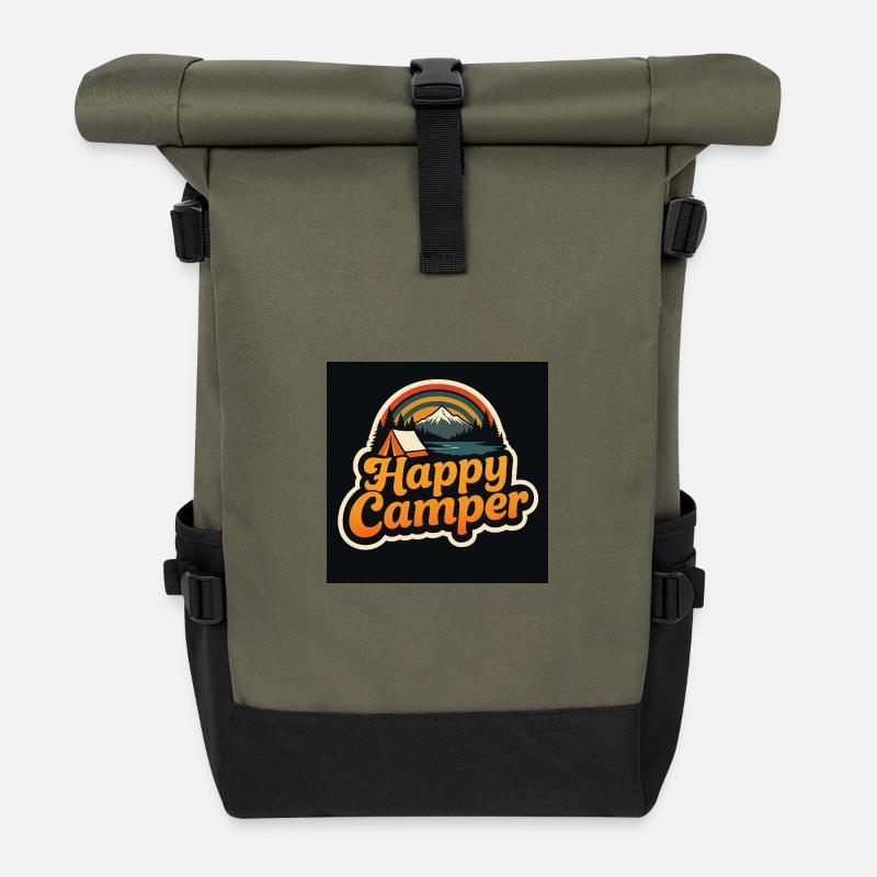 Happy Camper - Rolltop Rucksack - Olive/Schwarz