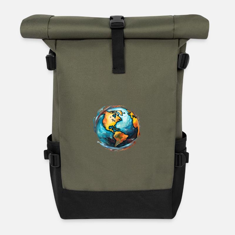 Globus in Bewegung - Rolltop Rucksack - Olive/Schwarz