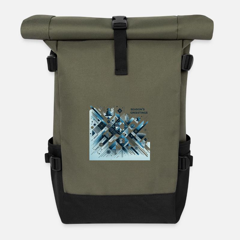 Season's Greetings - Roll Top Backpack - olive/black