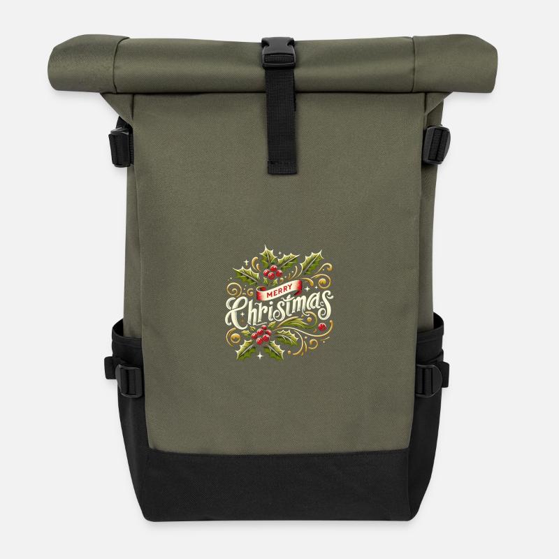 Joyeux Noël - Sac à dos roll top - olive/noir