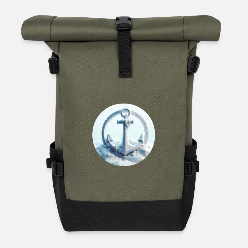 Anker in Eis Landschaft - Rolltop Rucksack - Olive/Schwarz