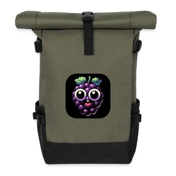 Violet raisin avec les yeux et la bouche dans un style comique - Sac à dos roll top - olive/noir - Devant