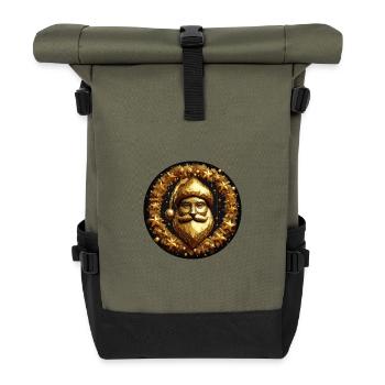 Weihnachtsmann in Gold mit Sternen - Rolltop Rucksack - Olive/Schwarz - Vorne