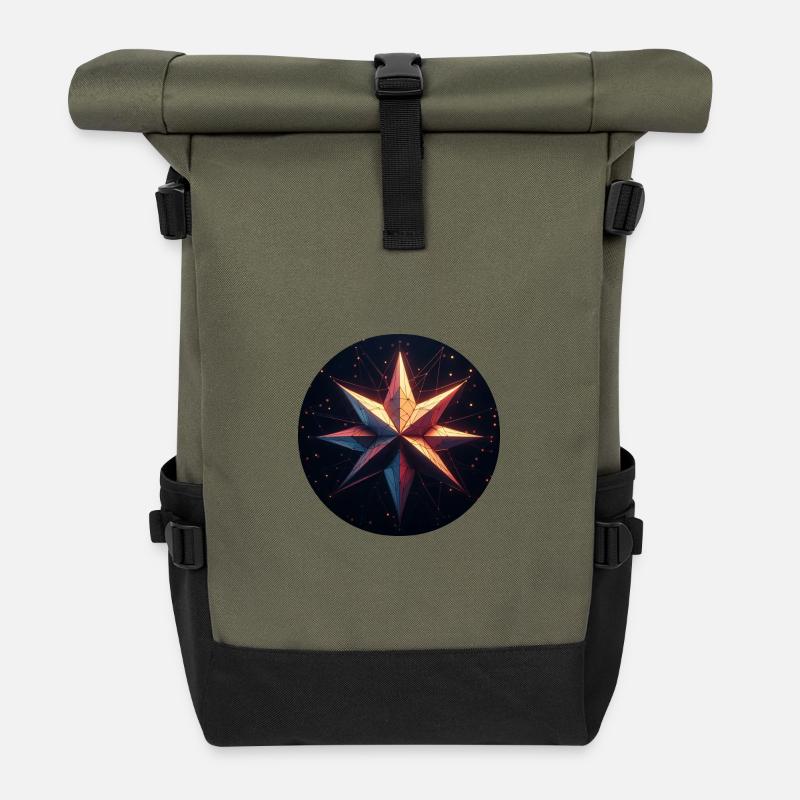 Bunter Stern Galaxy - Rolltop Rucksack - Olive/Schwarz