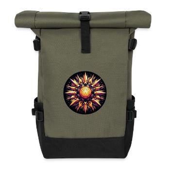 Golden and Colorful Sun Rays Polygon - Roll Top Backpack - olive/black - Front
