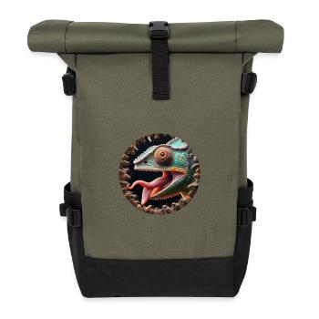 Das Chamäleon hat Hunger auf Insekten - Rolltop Rucksack - Olive/Schwarz - Vorne