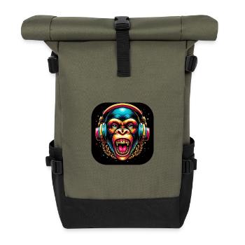 Monkey Teeth Headphones - Roll Top Backpack - olive/black - Front