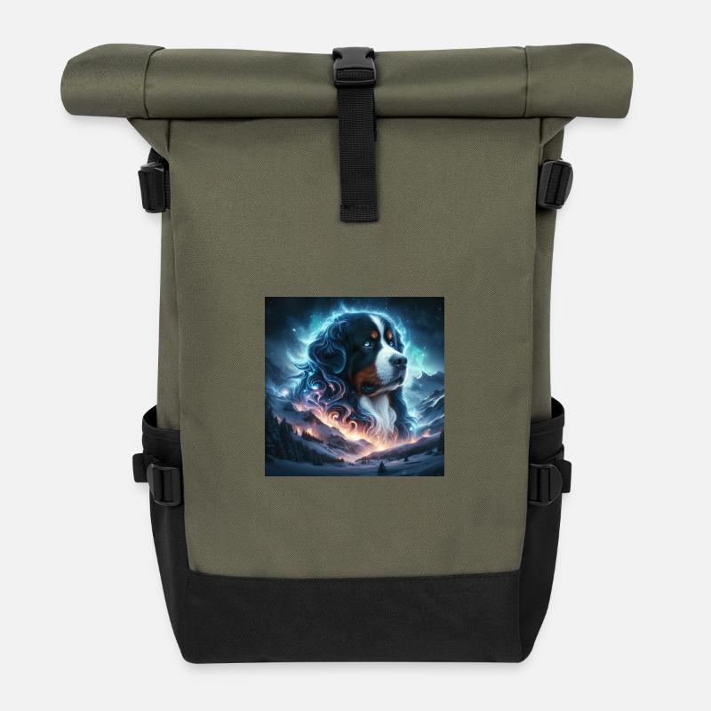 Berner Sennenhund - Rolltop Rucksack - Olive/Schwarz