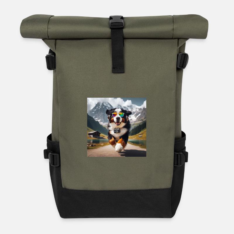 Berner Sennenhund - Rolltop Rucksack - Olive/Schwarz
