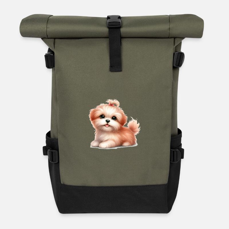 Süßer Hund - Rolltop Rucksack - Olive/Schwarz