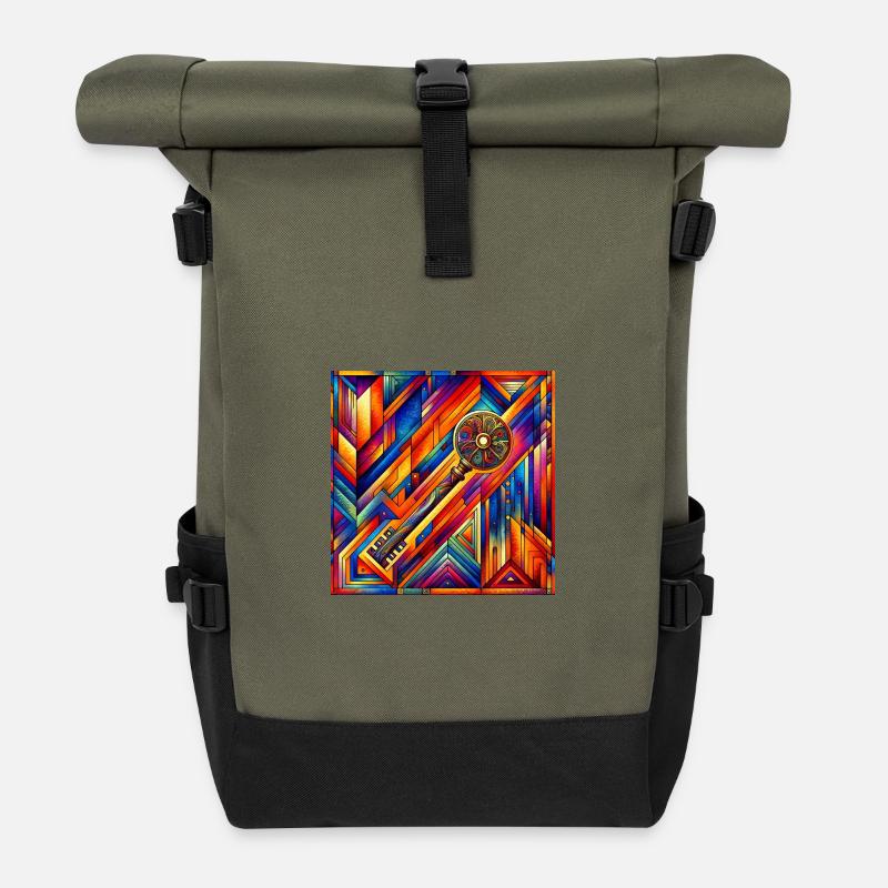 Key to the Soul - Roll Top Backpack - olive/black