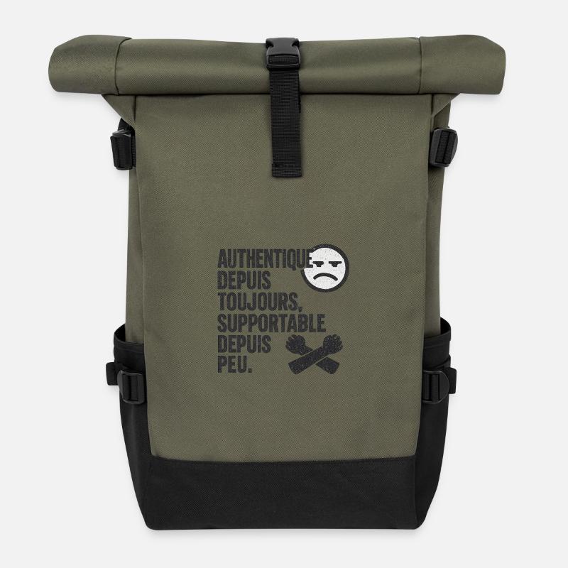 Authentisches Forever-Tee - Rolltop Rucksack - Olive/Schwarz