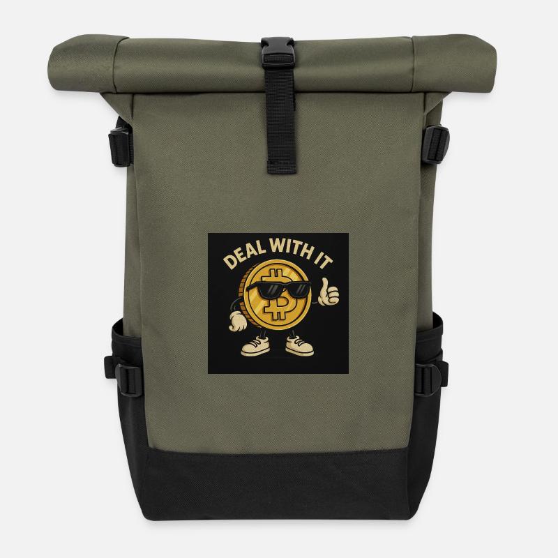 Le bitcoin - Sac à dos roll top - olive/noir