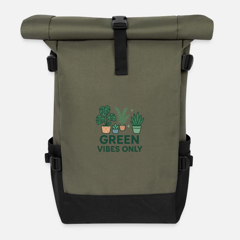 Green Vibes Only - Rolltop Rucksack - Olive/Schwarz