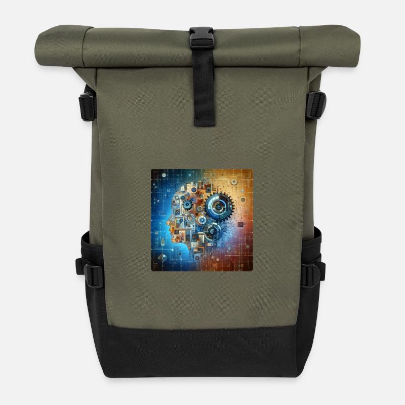 Fusion mécanique cosmique - Sac à dos roll top - olive/noir
